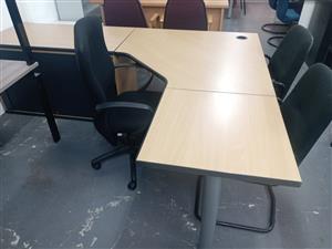 Large melamine office desk with 3x chairs selling as a set