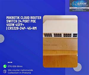 MIKROTIK 24P POE SWITCHES CRS328-24P- 4S+RM. MIKROTIK CLOUD ROUTER SWITCH 24 PORT POE 450W 4SFP+