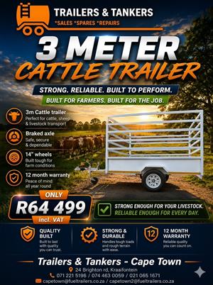  LIVESTOCK TRAILER, SINGLE BRAKED AXLE 3 METER