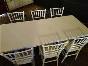 Tiffany Resin chairs (20) and 2 x 1.8 m Table folding plastic brand new  