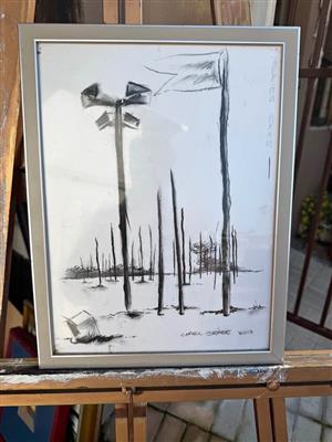 Skies pencil sketch by Charel Grobe 2013