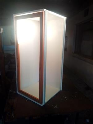 Melamine display units and cupboards
