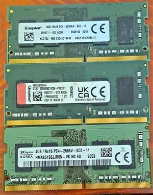 3 x DDR4 - 4 gig RAM For sale Jhb Southone