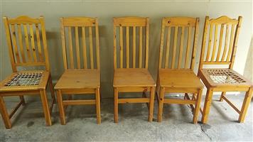 Oregon pine wood chairs.