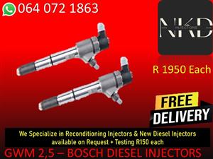 GWM 2,5 BOSCH DIESEL INJECTORS FOR SALE