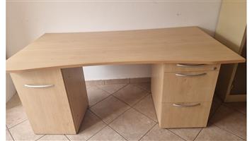 Office Desk with pedestals - Light Beech Wood Finish