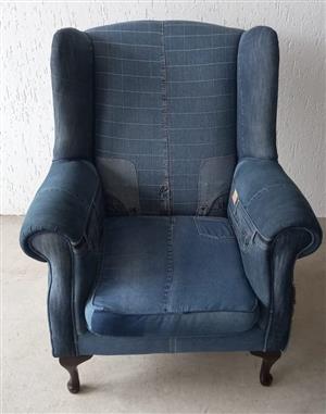 Memory denim chair reupholstery