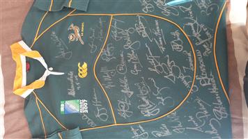 Rugby World cup 2007 jersey signed by Springboks and Nelson Mandela with COA