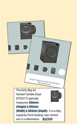 Defy 8kg Air Vented tumble dryer