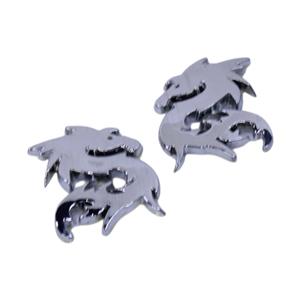 Double Dragon Chrome Sticker Badge - 3x2cm (pair)