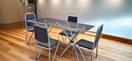 New black silver 4 seater dining set