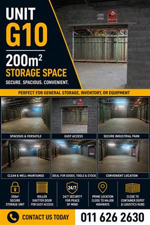 G10 – 200m² Secure Storage Space To Let