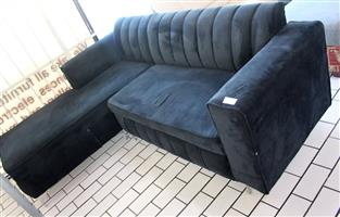 BLACK VELVET L-SHAPE COUCH S065692A