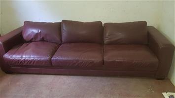 3 water leather maroon couch