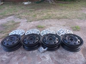 13 inch steel rims with wheel caps