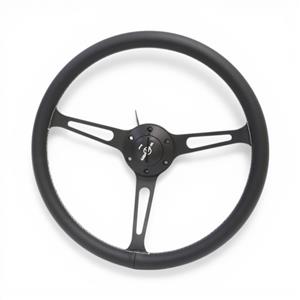 GripForge Black Leather Steering with White Stitching & Matt Black 3-Spoke Center - 380mm
