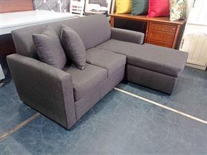L-shaped daybed couch charcoal grey