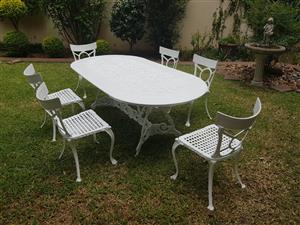 Large Lattice 6 Seater Oval Rectangular Cast Iron indestructible outdoor Elizabe