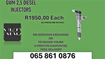 GWM 2,5 DIESEL INJECTORS FOR SALE NEW AND RECON