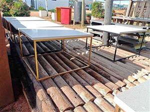 Quarts  and steel coffee/ bedside tables