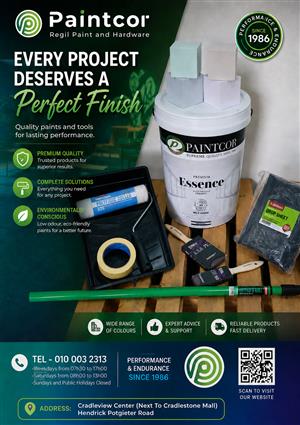 Paintcor, Paint Supplies, Developments, Maintenance, DIY, Build Renovations, etc