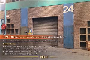 C24 – 188m² Factory, Manufacturing, Distribution Space To Let