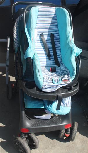 Blue baby pram with carrier S049150A #Rosettenvillepawnshop