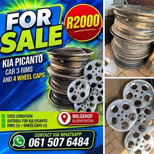 FOR SALE – Kia Picanto Rims & Wheel Caps
