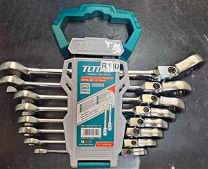 Brand New Total Tools 8PCS Flexible Ratchet Spanner Set, 8-19mm