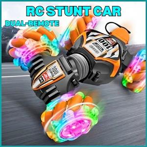 Remote Control Stunt Car + Gesture Sensing Watch and Dual Remote Control - Orange & Black