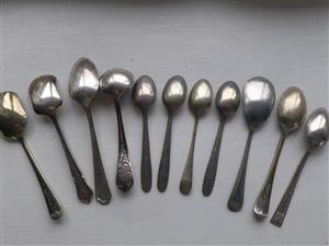 Assorted silver teaspoons
