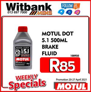 Motul Dot 5.1 500ML Brake Fluid ONLY R85 at Midas Witbank!