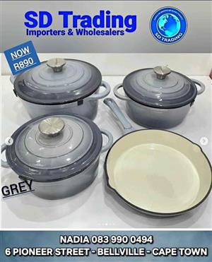Premium 7-Piece Cast Iron Enamel-Coated Pot Set