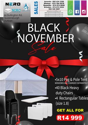 5mx10m Peg and Pole Tent - Super Black November Deal