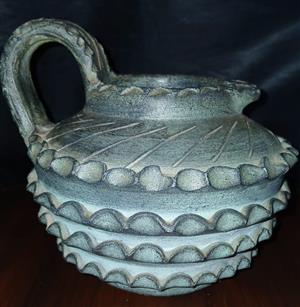 McM Spanish Brutalist redware pottery pitcher/jug