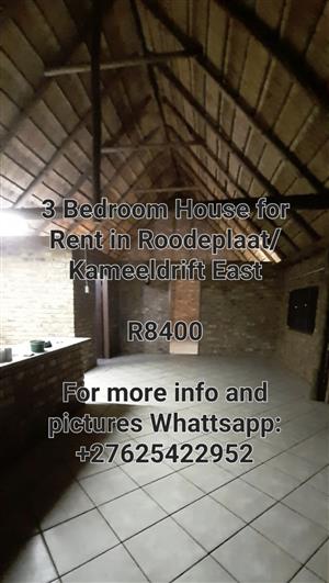 Nice 3 Bedroom thached roof House for Rent In Roodeplaat/ Kameeldrift East