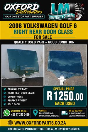 2008 Volkswagen Golf 6 Right Rear Door Glass Used for sale Pretoria
