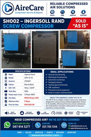 Used Air Compressors for Hire and for Sale