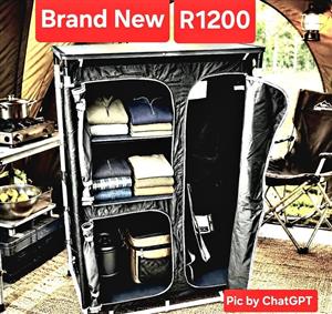 Brand new. Camping cupboard with hanging space.