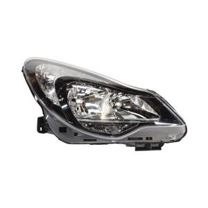 Replacement Headlight for Opel Corsa 2011-2015 Black w/socket (RHS)