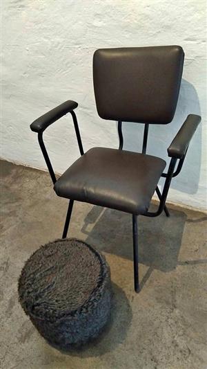Salon chair and foot stool set