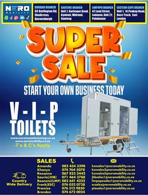 START YOUR BUSINESS TODAY! VIP TOILETS 