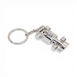 Keyring with Chrome Race Car Design
