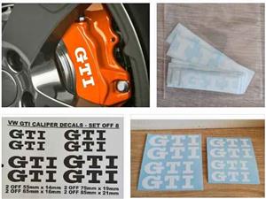 VW GTI brake caliper stickers decals sets
