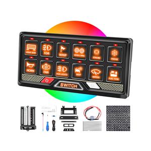 RGB 12-Gang Off Road Switch Panel - Automotive Light Circuit Relay System control