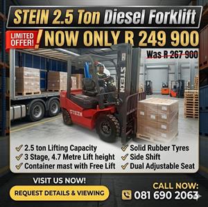Stein 2.5 ton Diesel Forklift. 