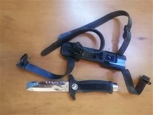 Knife, diving, Wenoka Blackie Collins,420SS, black, c/w belted sheath.