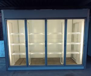 Beverage Fridge with 4 Glass Doors