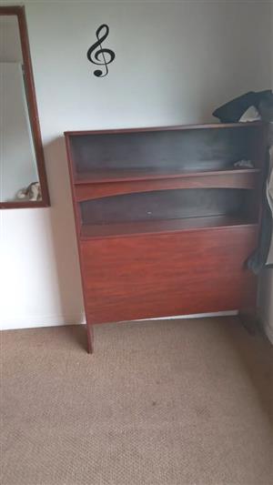 Wooden Headboard with Built-in Shelves