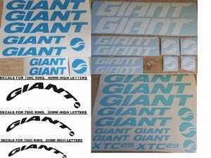 Giant bicycle rim and frame decals stickers vinyl cut graphics kits